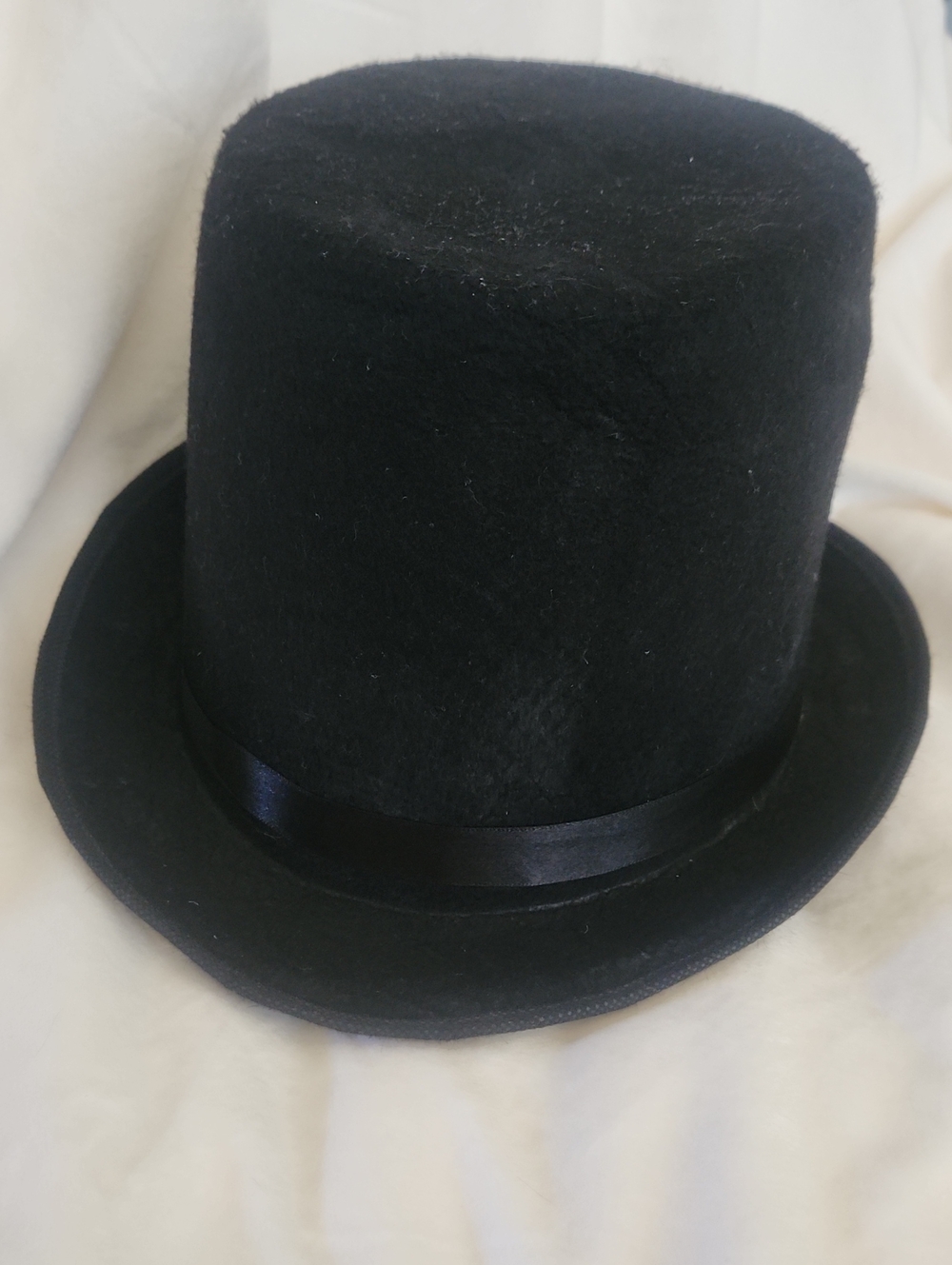 Classic Black Top Hat with Satin Band